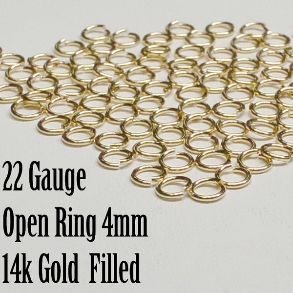 14k Gold Filled Open Ring, 22 Gauge, 3.5mm, 4mm OD, Sold in packs of 50, USA, Bulk Savings Available!!!