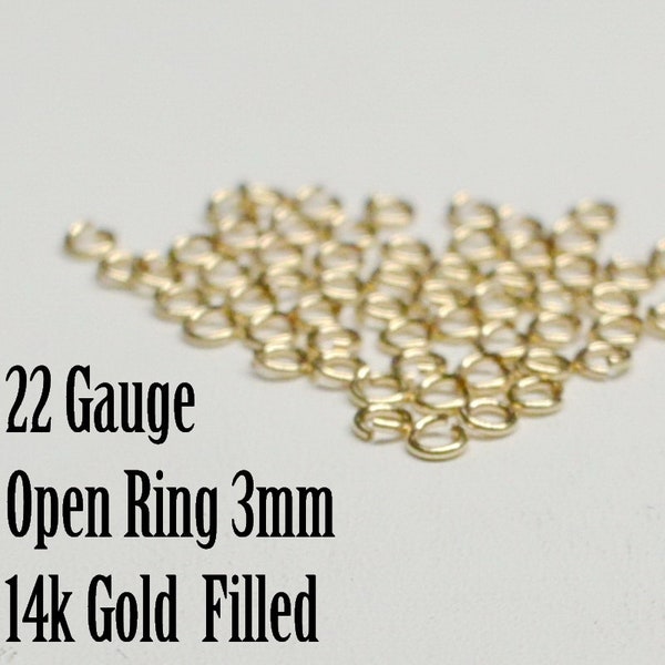 14k Gold Filled Open Ring, 22 Gauge, 3mm OD, Sold in packs of 50, USA, Bulk Savings Available!!!