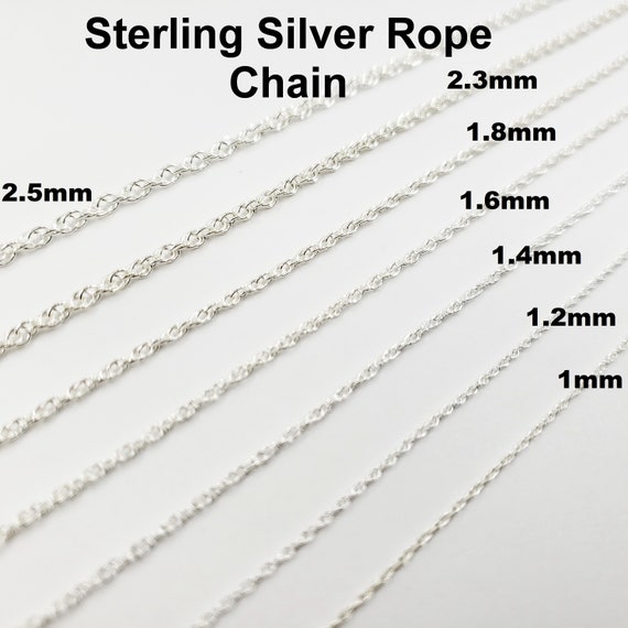 Sterling Silver Rope Chain 1mm 1.2mm 1.4mm 1.6mm 1.8mm 2.3mm 2.5mm Price by the Foot USA Bulk Savings Available Etsy Australia