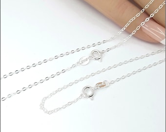 Sterling Silver 1.3mm Flat Cable Finished Chain, Necklace, 15 Inch, 16 Inch, 18 Inch, 20 Inch, 24 Inch, Bulk Savings Available!!!