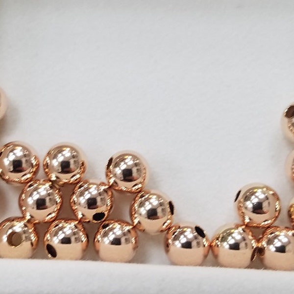 14K Rose Gold Filled 2mm, 2.5mm, 3mm Round Beads, Seamless, USA