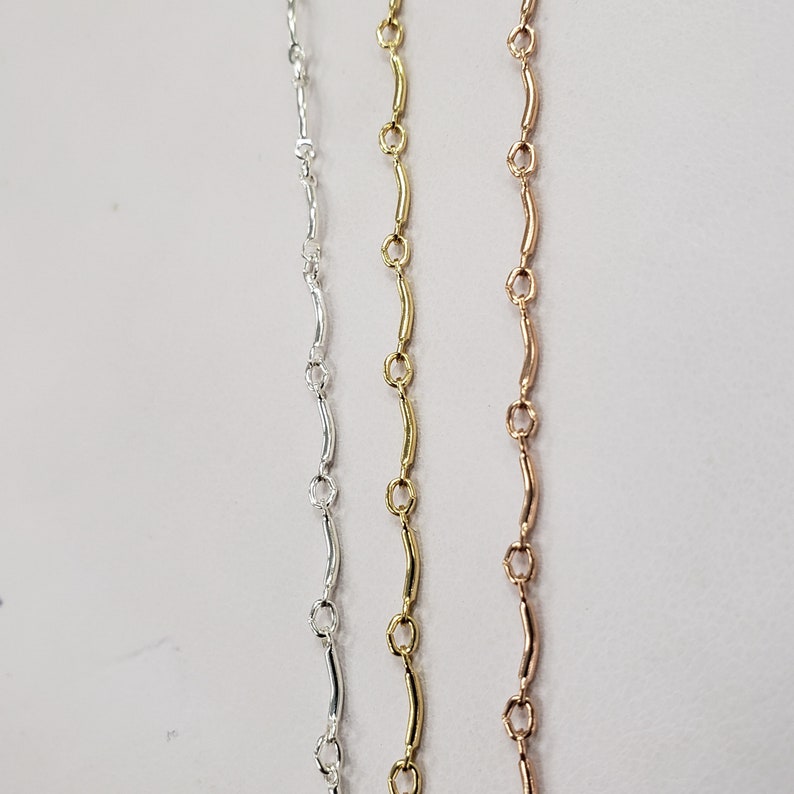 Price by the Foot Half Moon Bar Chain Gold FIlled 8mm Long Rose Gold Fill Bulk Savings Available!!! Sterling Silver