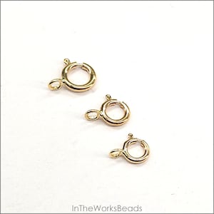 Solid 14k Gold Spring Clasps with Open ring 4.5mm, 5mm, 6mm | 1 Piece | Bulk Savings on 5 pieces | Made in USA
