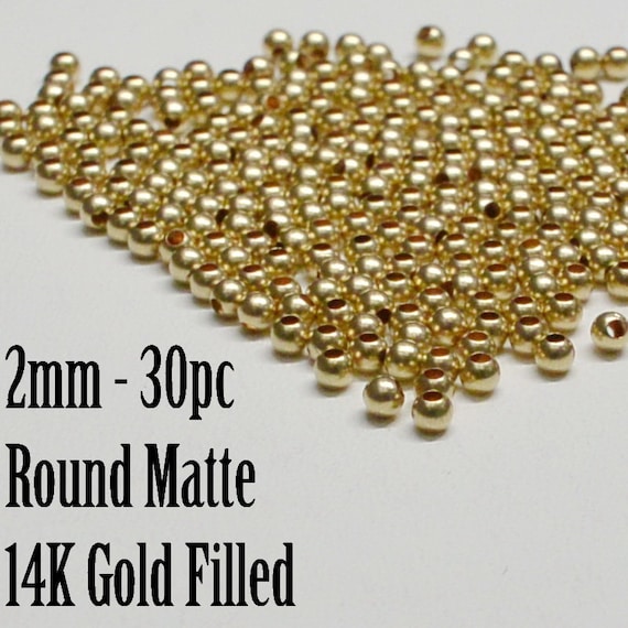 uGems 14K Gold Filled 7mm Round Beads 1.8mm Hole 5 Pcs