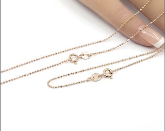 Rose Gold Over Sterling Silver 1mm Ball Finished Chain, Necklace