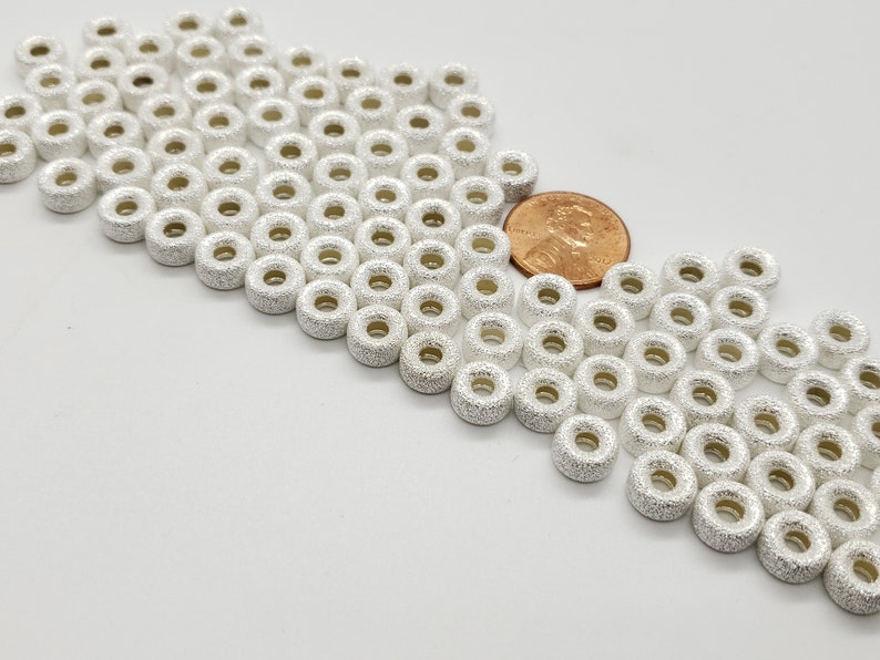 Seamless Various Sizes 4mm to 8mm USA Sterling Silver Stardust Roundel Beads