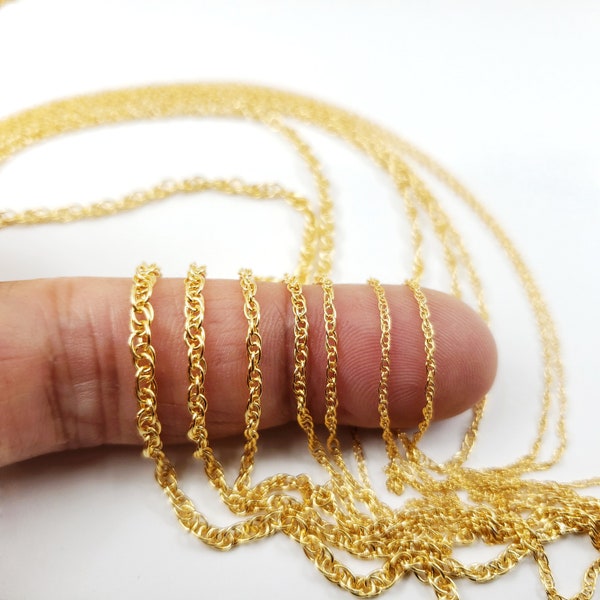 14k Gold Filled Rope Chain, 1mm, 1.2mm, 1.4mm, 1.6mm, 1.8mm, 2.3mm, 2.5mm, Price by the Foot, USA, Bulk Savings Available!!!