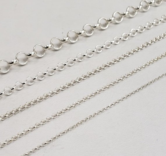 Sterling Silver Rolo Chain 2mm Bulk Lots By The Foot. 925 Made in