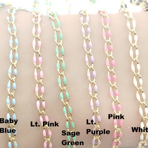 3.2mm x 6.5mm Gold Plated Enamel Chain, 8 Colors, By the Foot or Yard, Twist Curb Chain, Brass, Bulk Savings Available!!!