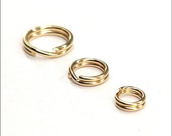 Solid 14k Gold Split Ring 3.5mm, 4.9mm, 6.5mm, 8mm | 1 Piece | Bulk Savings on 5 pieces, 20 pieces | Made in USA