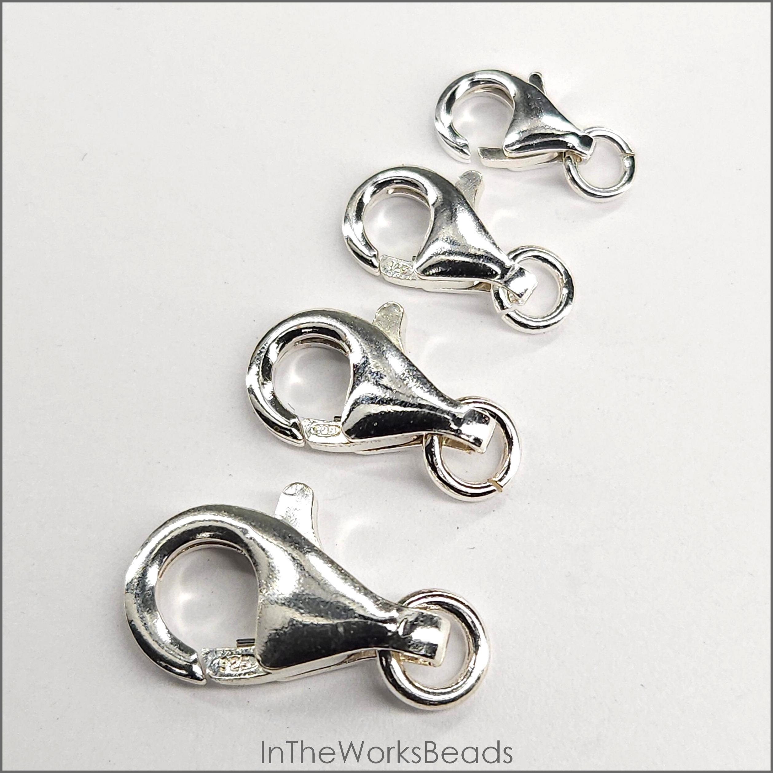 Sterling Silver Oval Lobster Clasp 8mm, 10mm, 12mm, 16mm | Assorted Pack Size | Bulk Savings on 5 or 15 Pack | Made in Italy