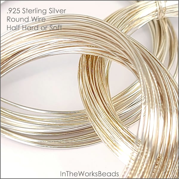 Sterling Silver Wire, 20 Gauge, Half Hard or Soft, Round, 1 Feet, 3, 5, 10 Feet Pricing