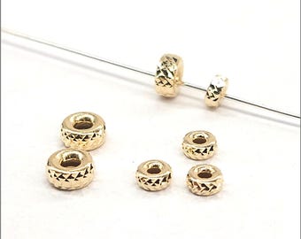 25 Perles Facettées Diamant Cut En Or Blanc 14k 3mm - Pour Création De Bijoux - Neuf