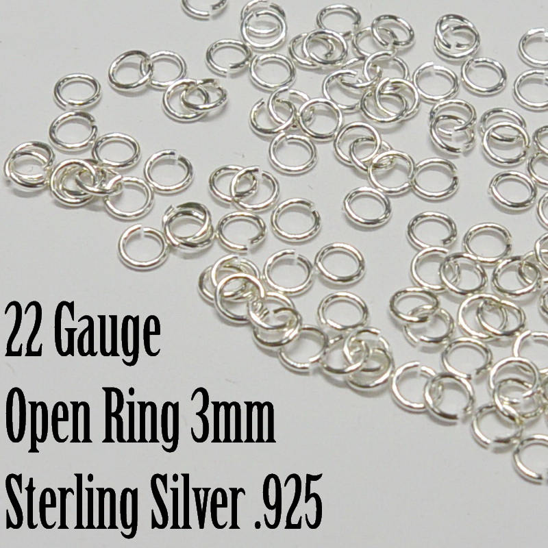 Open Jump Ring 925 Sterling Silver 22ga 0.64x3.0mm Jump Rings (20 pcs)