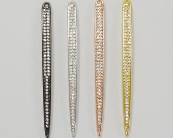 Spike Pendant, Cubic Zirconia, Rhodium, Gold, Rose Gold, Gunmetal, 55mm x 4mm, 1 Piece