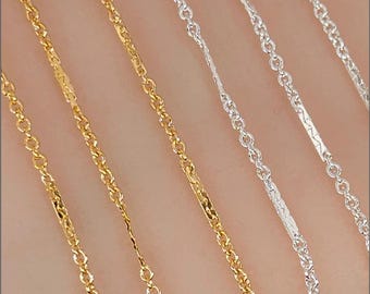 1.2mm Dapped Cable Bar Chain, Sterling Silver, 14k Gold Filled, USA, Bulk Savings D10232DB1