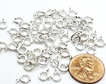 Sterling Silver Spring Clasps, Open, 5.5mm, Sold in packs of 30, Bulk Savings available!!!