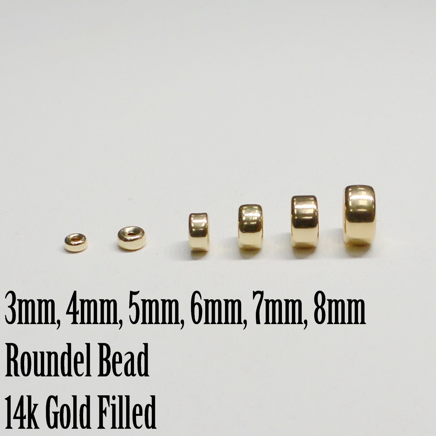 14K Gold Filled 3mm Glitter Beads, 0.8mm Hole