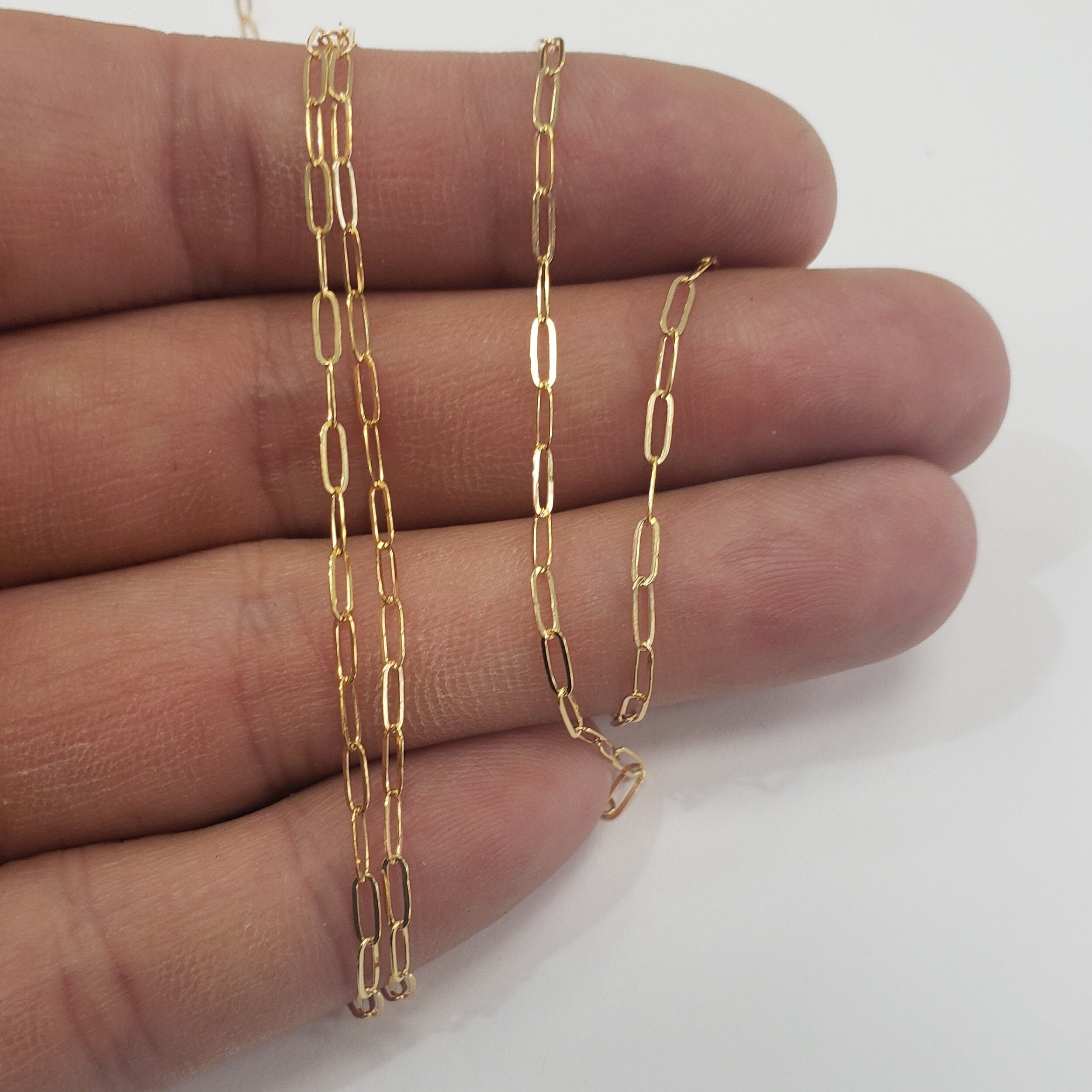 14k Gold Filled Paper Clip Chain Elongated Rectangle Oval Etsy