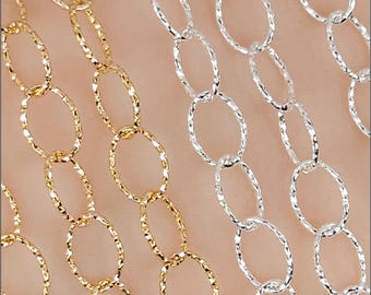 5mm Diamond Cut Sparkle Oval Cable Chain, Sterling Silver, 14k Gold Filled, T1066DC, Bulk Savings Available!!!