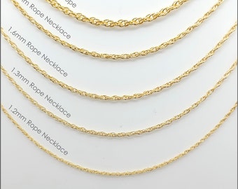 14K Gold Filled Rope Chain Necklace, 1.1mm to 1.8mm, French Rope Chain, 16 inch, 18 inch, 20 inch, 24 inch, Made in The USA 14K Gold Filled Rope Chain Necklace, 1.1mm to 1.8mm, French Rope Chain, 16 inch, 18 inch, 20 inch, 24 inch, Made in The USA
