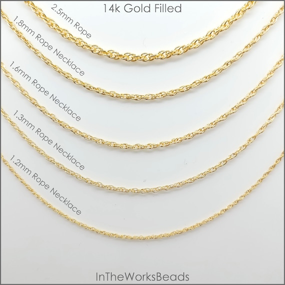 Rope Chain Necklace 14k Yellow Gold-filled 1.1mm Width - Made in the USA Rope Chain Necklace 14k Yellow Gold-filled 1.1mm Width - Made in the USA