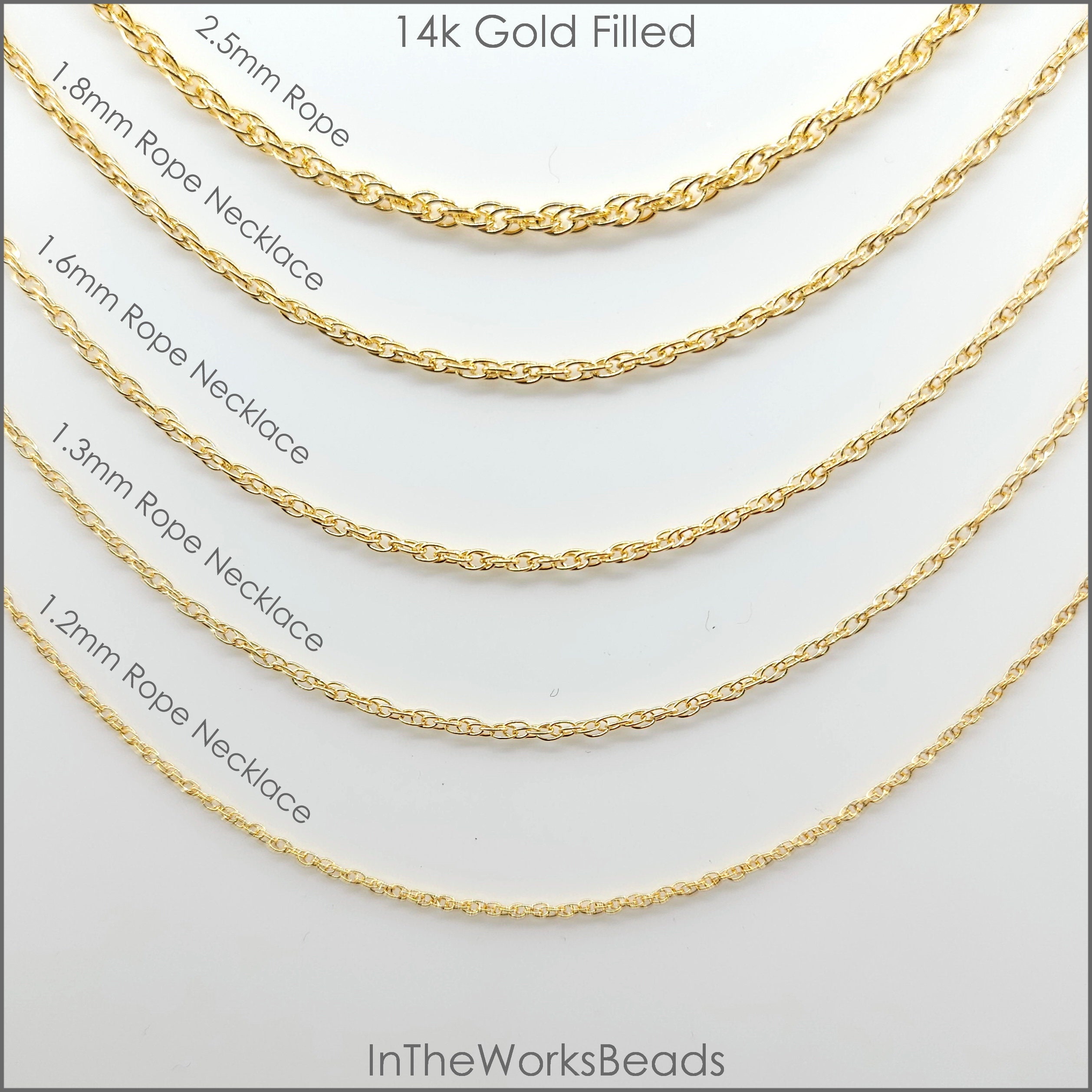 Rope Chain Necklace 14k Yellow Gold-filled 1.1mm Width - Made in the USA Rope Chain Necklace 14k Yellow Gold-filled 1.1mm Width - Made in the USA