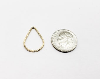 14k Gold FIlled 12mm x 18mm Teardrop Textured Links, Baby Size, Made in the USA
