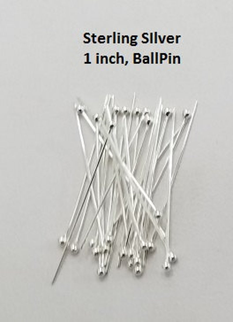 Sterling Silber Kugel Headpin, 24 Gauge, 1 Zoll, 1,5 mm Kugel, Verkauft in Packungen mit 20 Stück, Masseneinsparungen verfügbar Bild 3