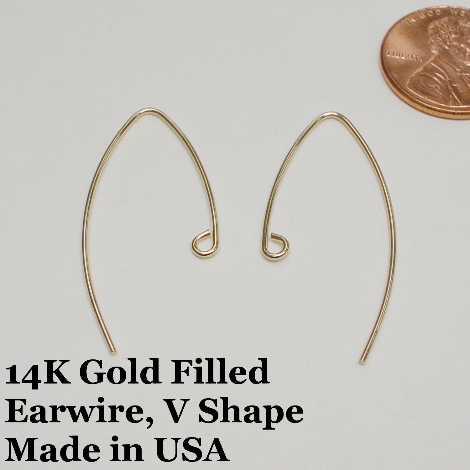 14k Gold Filled V Shape Earring Wire 33mm X 16mm 21 Gauge 2 Etsy Canada