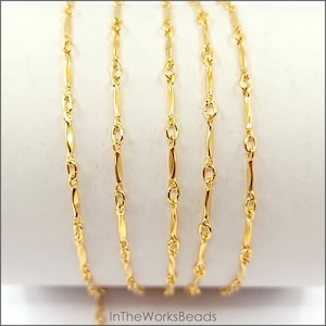 14k Gold Filled Dapped Bar Chain, 0.9mm x 8.2mm, Made in the USA, By the Foot, Bulk Savings Available!!!