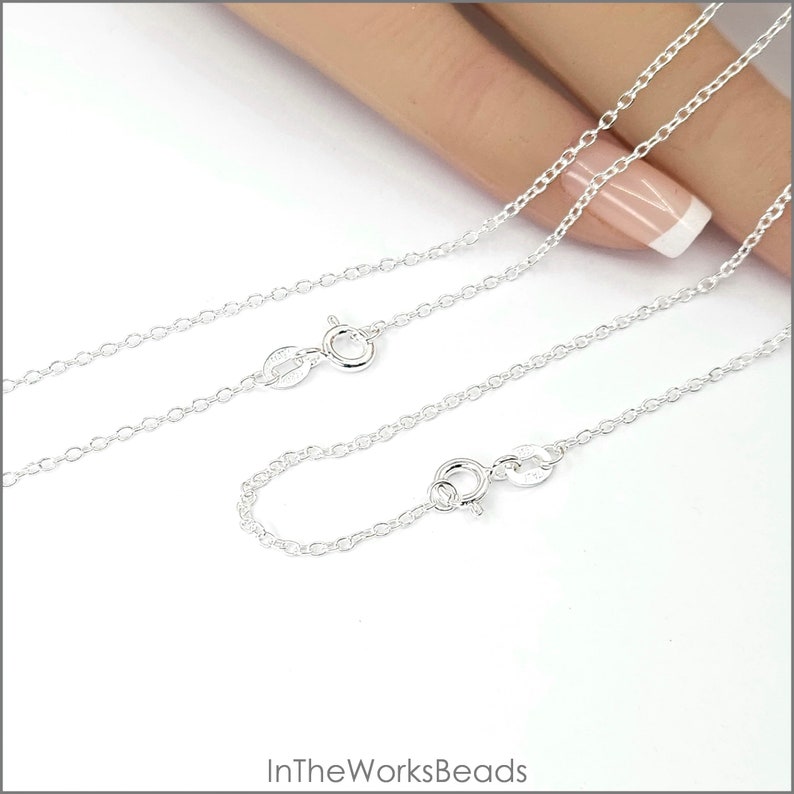 Sterling Silver 1.3mm Cable Finished Chain, Necklace, 16 Inch, 18 Inch ...
