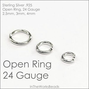 Sterling Silver Open Ring, 24 Gauge, 2.5mm, 3mm, 4mm OD | Assorted Pack Sizes | Bulk Savings on 5 or 15 Packs