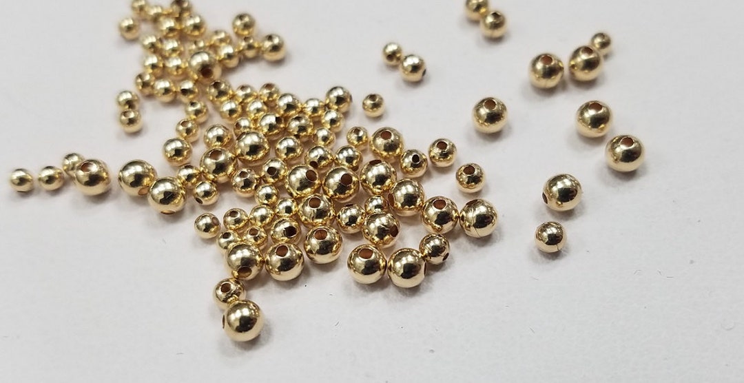 14K Gold Filled Round Beads, Various Sizes, 2mm, 3mm, 4mm, 5mm, 6mm, 7mm,  8mm, 10mm, 12mm USA, 