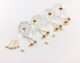 14k Gold Filled Earring Ball Post with Open Ring, 2mm, 3mm, 4mm, 5mm, 6mm, Ear Nut Backing Included, USA, Bulk Savings Available!!