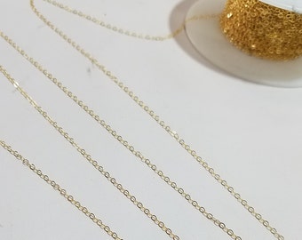 14k Gold Filled Cable Chain, 1.3mm, Made in the USA, Flat or Round Wire, Flat or Round, Bulk Savings Available!!!