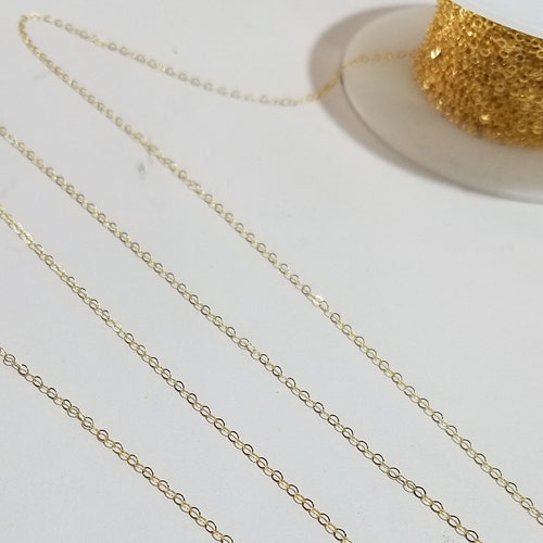 14k Gold Filled Cable Chain 1.3mm Made in the USA Flat or Etsy