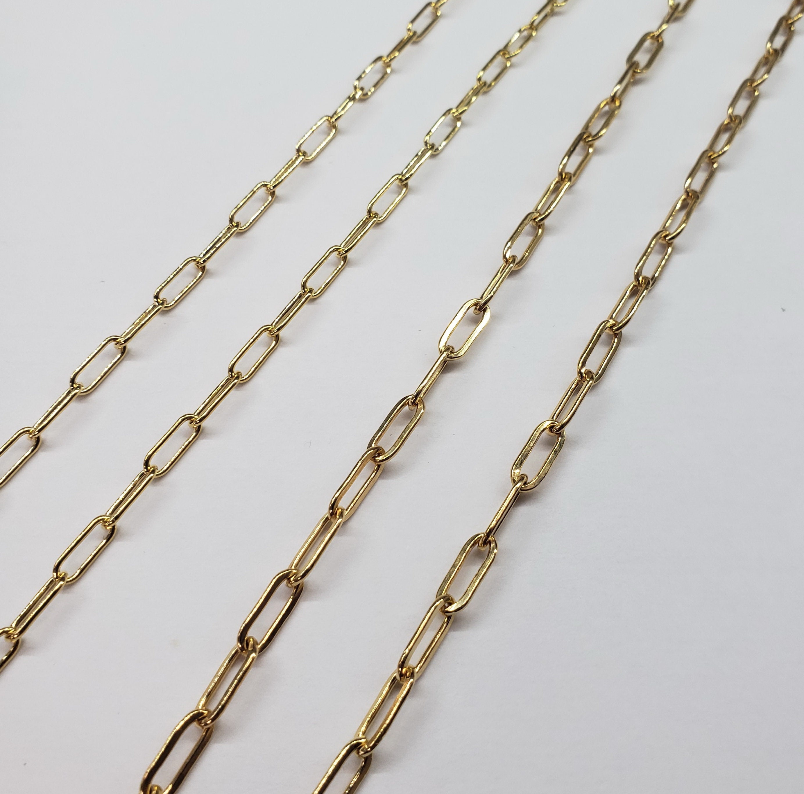 14k Gold Filled Paper Clip Chain Elongated Rectangle Oval Etsy