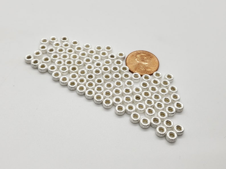 Seamless Various Sizes 4mm to 8mm USA Sterling Silver Stardust Roundel Beads