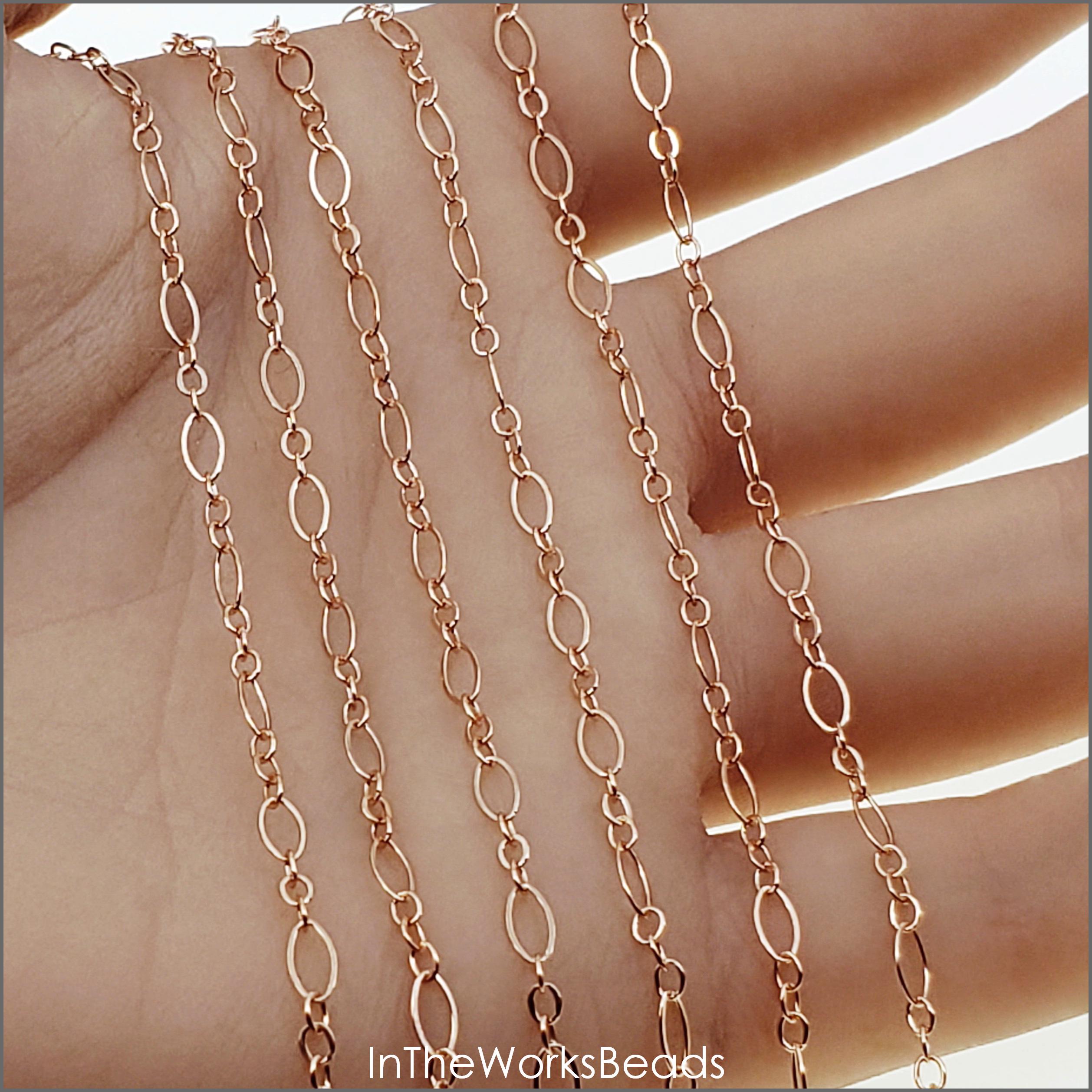 Long and Short Oval Flat Chain, 2.7mm X 4.3mm, Sterling