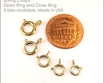 14K Gold Filled Spring Clasps, Closed Ring, 5mm, 5.5mm, 6mm, 14K, USA, Sold in Packs of 10, Bulk Savings available!!!