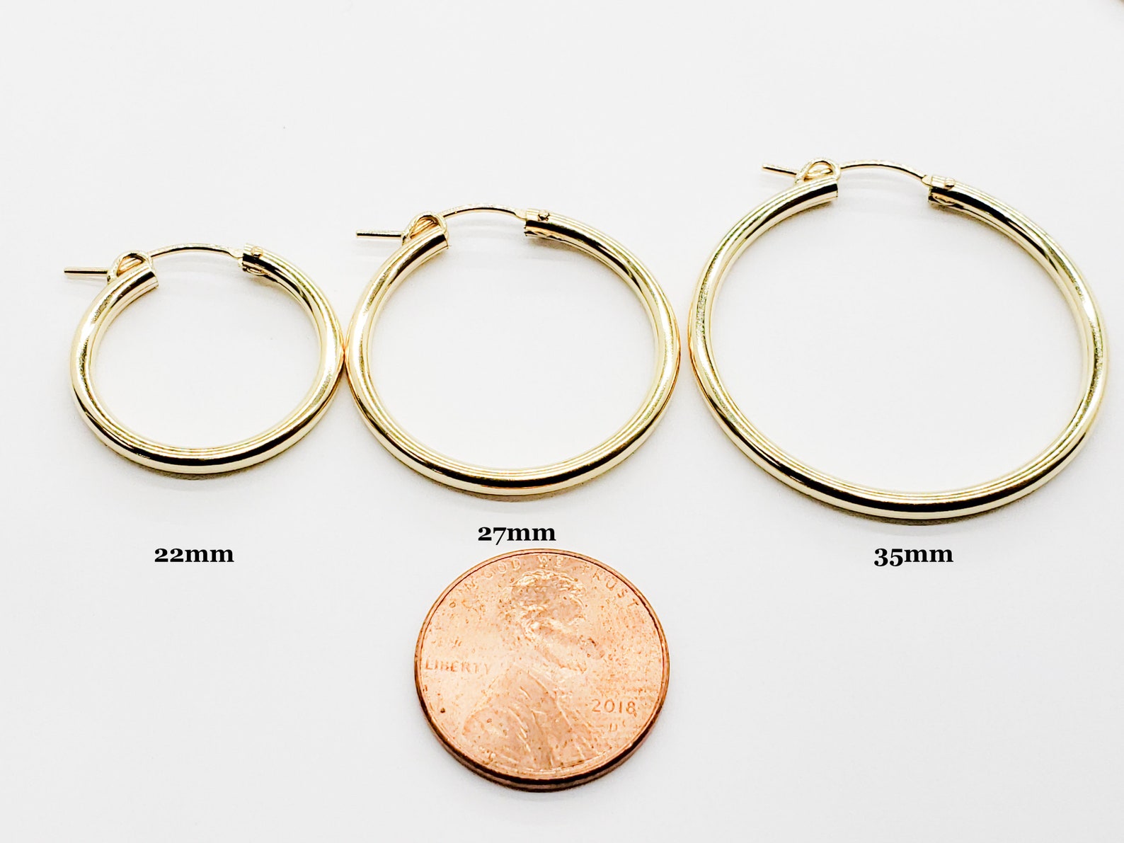 14k Gold Filled Euro Wire Hoops | Larger Sizes | 2.3mm Thick | 22mm ...