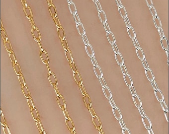 1.2mm Drawn Cable Chain, Elongate Flat Cable, 14k Gold Filled, Sterling Silver, USA, D10515DF Bulk Savings