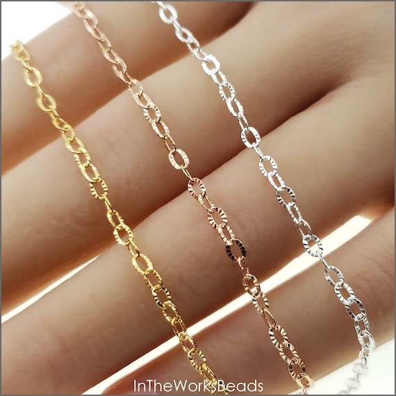 Diamond Cut Sparkle Chain, 2.4mm X 3.2mm, 24 Gauge, Sterling
