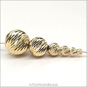 Solid 14K Gold Diamond Cut Round Beads 2mm, 2.5mm, 3mm, 4mm, 6mm, 8mm | 1 Piece | Bulk Savings on 5 or 20 pieces | Made in USA