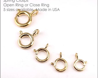 14K Gold Filled Spring Clasps, Open Ring, 5mm, 5.5mm, 6mm, 14K, USA, Sold in Packs of 10, Bulk Savings available!!!