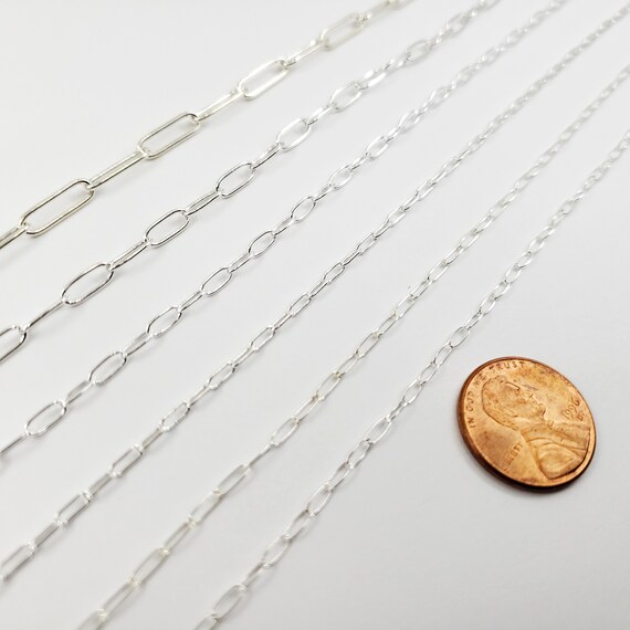 10 Feet .925 Sterling Silver Flat Cable Chain – 2mm X 5mm Paperclip Links – Bulk Jewelry Making Supply