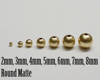 Cuentas redondas mate rellenas de oro de 14K, varios tamaños, 2 mm, 3 mm, 4 mm, 5 mm, 6 mm, 7 mm, 8 mm, EE. UU.