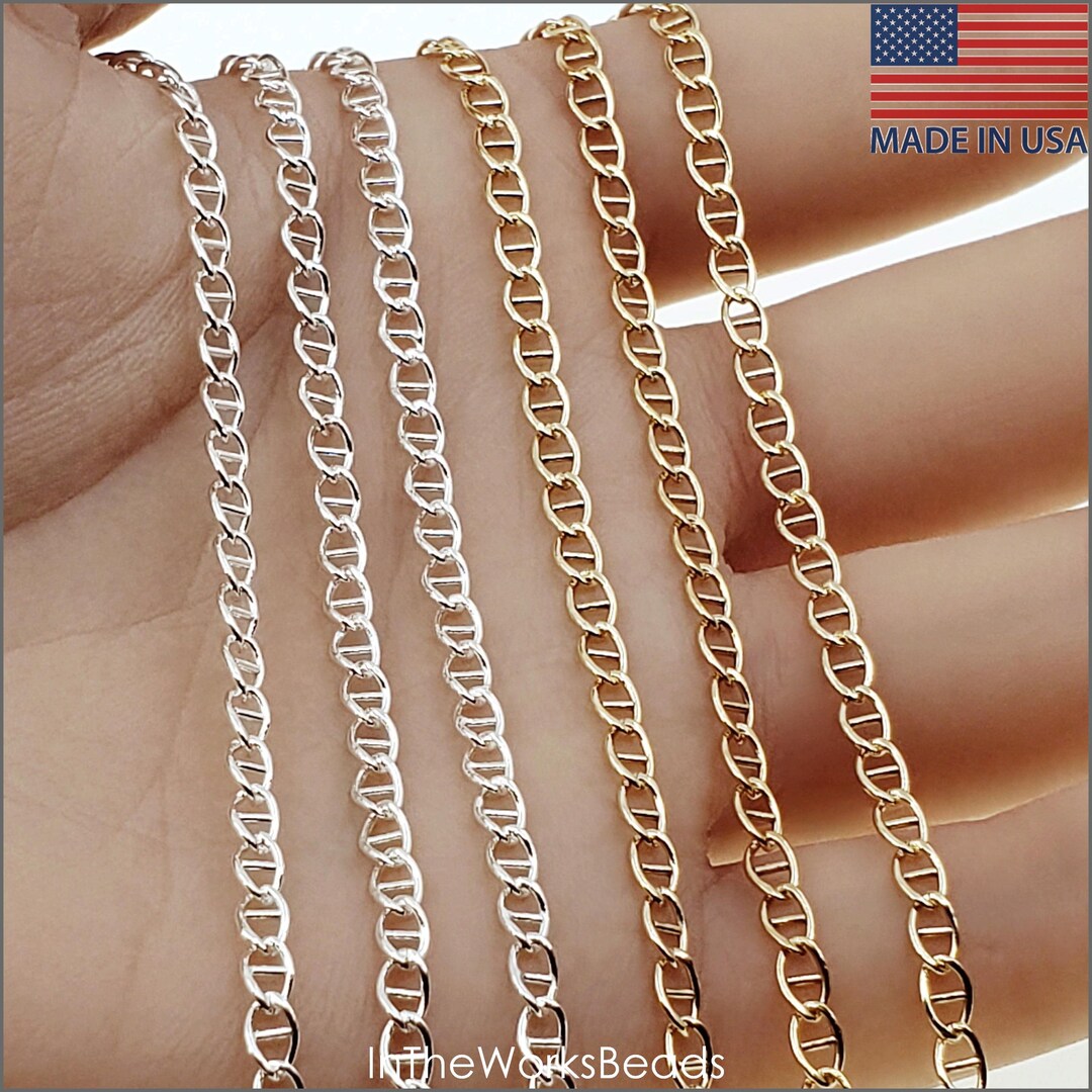 Gold Mariner Curb Chain w/ Spring Ring Charm Necklace main image 0