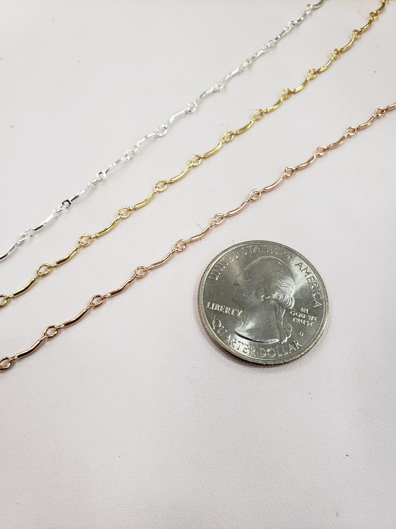 Price by the Foot Half Moon Bar Chain Gold FIlled 8mm Long Rose Gold Fill Bulk Savings Available!!! Sterling Silver